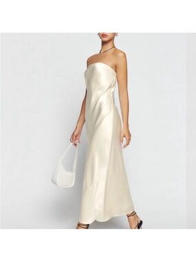NWT Reformation Strapless Silk Slip Dress in Cream